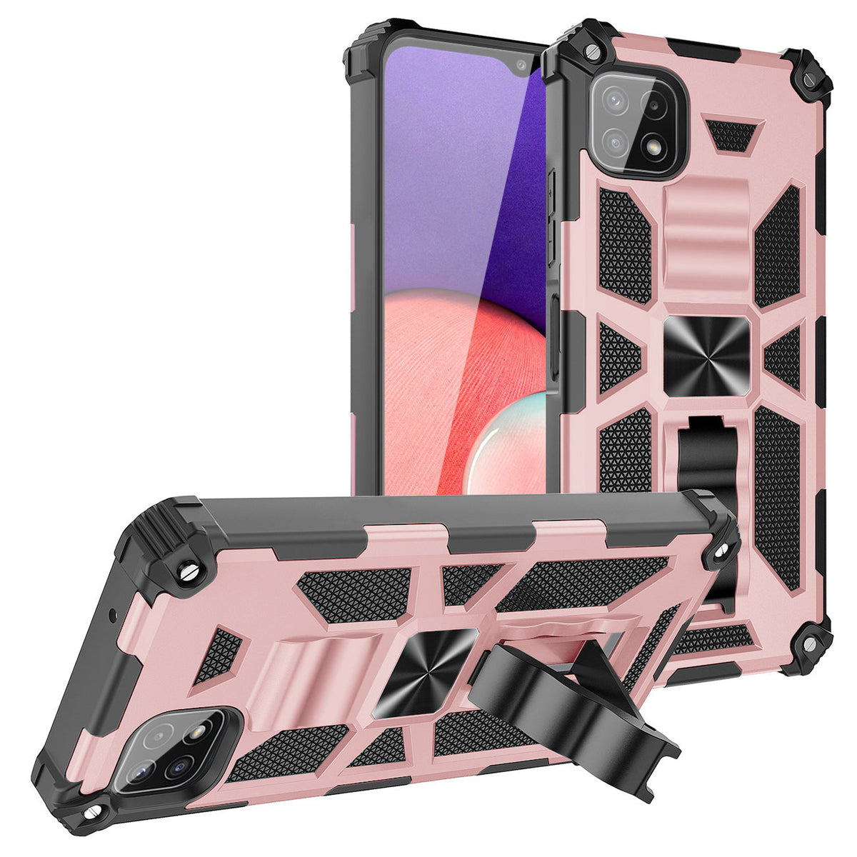 Built-in Kickstand TPU Case with Magnetic Mount for SAMSUNG GALAXY A22 5G in Rose Gold