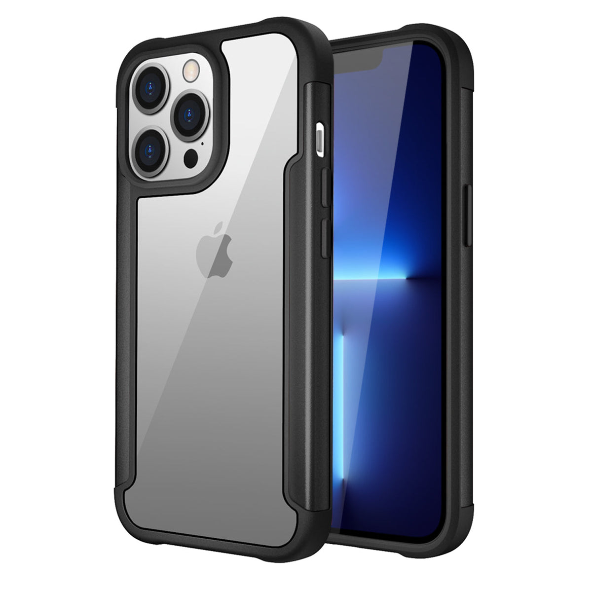 High Quality Clean PC,TPU and Metal Bumper Case For iPhone 13 Pro In Black