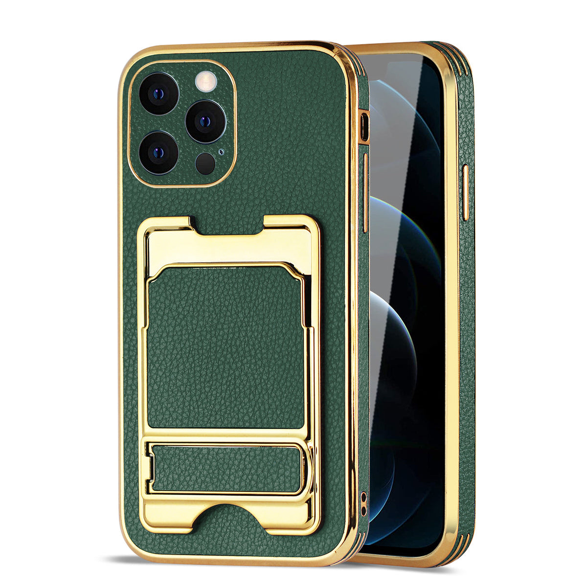 Reiko IPHONE 12 Pro Leather Case with Card Holder In Green