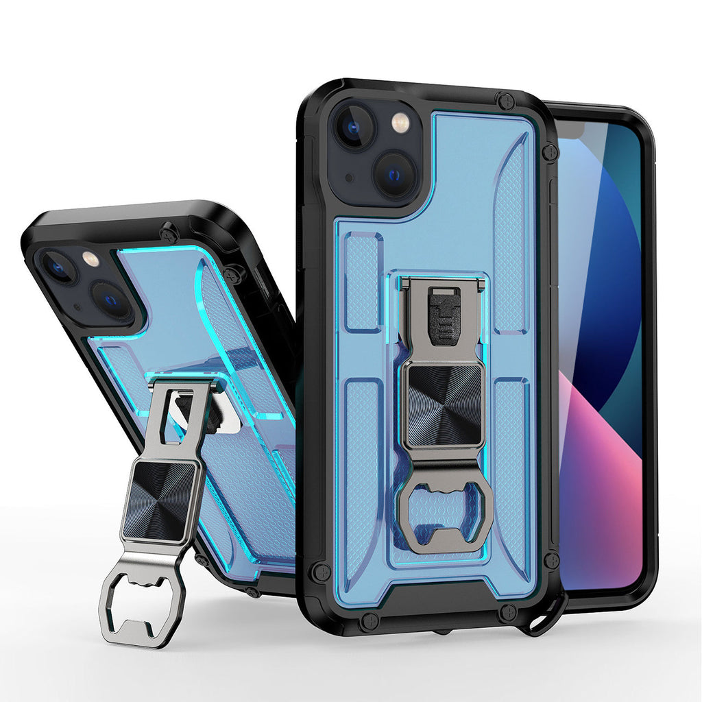 Kickstand Ring Holder/Bottle Opener with Magnetic Car Mount for APPLE IPHONE 13 In Blue