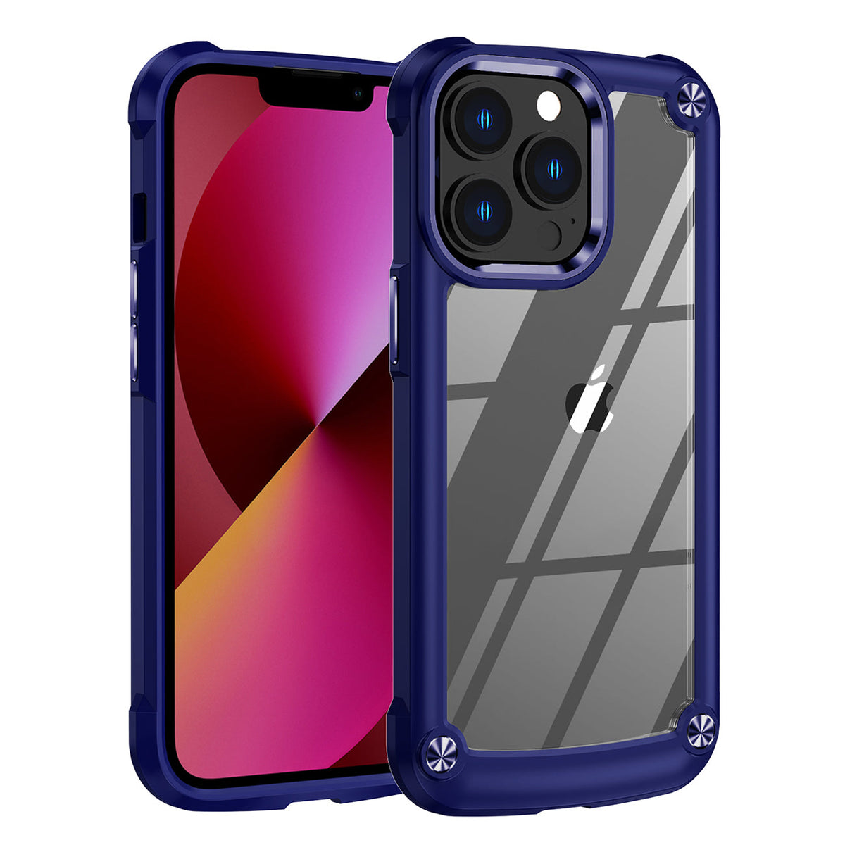 High Quality Clean PC,TPU and Metal Bumper Case For iPhone 13 PRO In Black