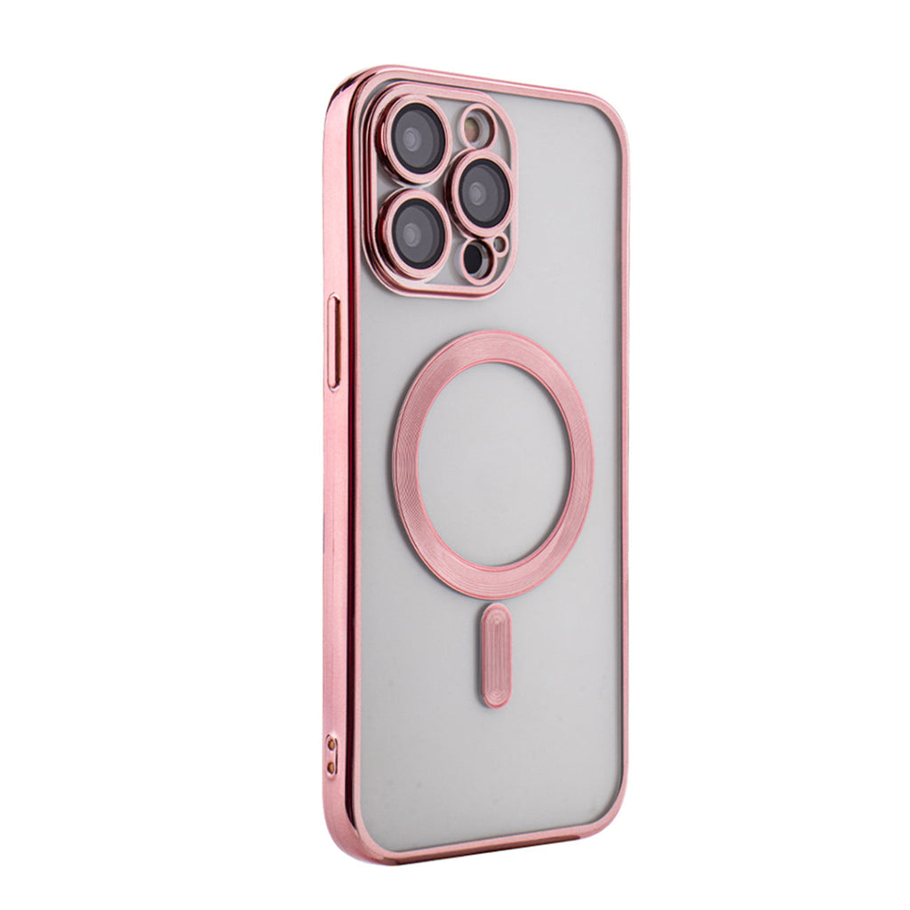 Magnetic Wireless Charging TPU Bumper Case For iPhone 14 Pro Max In Pink