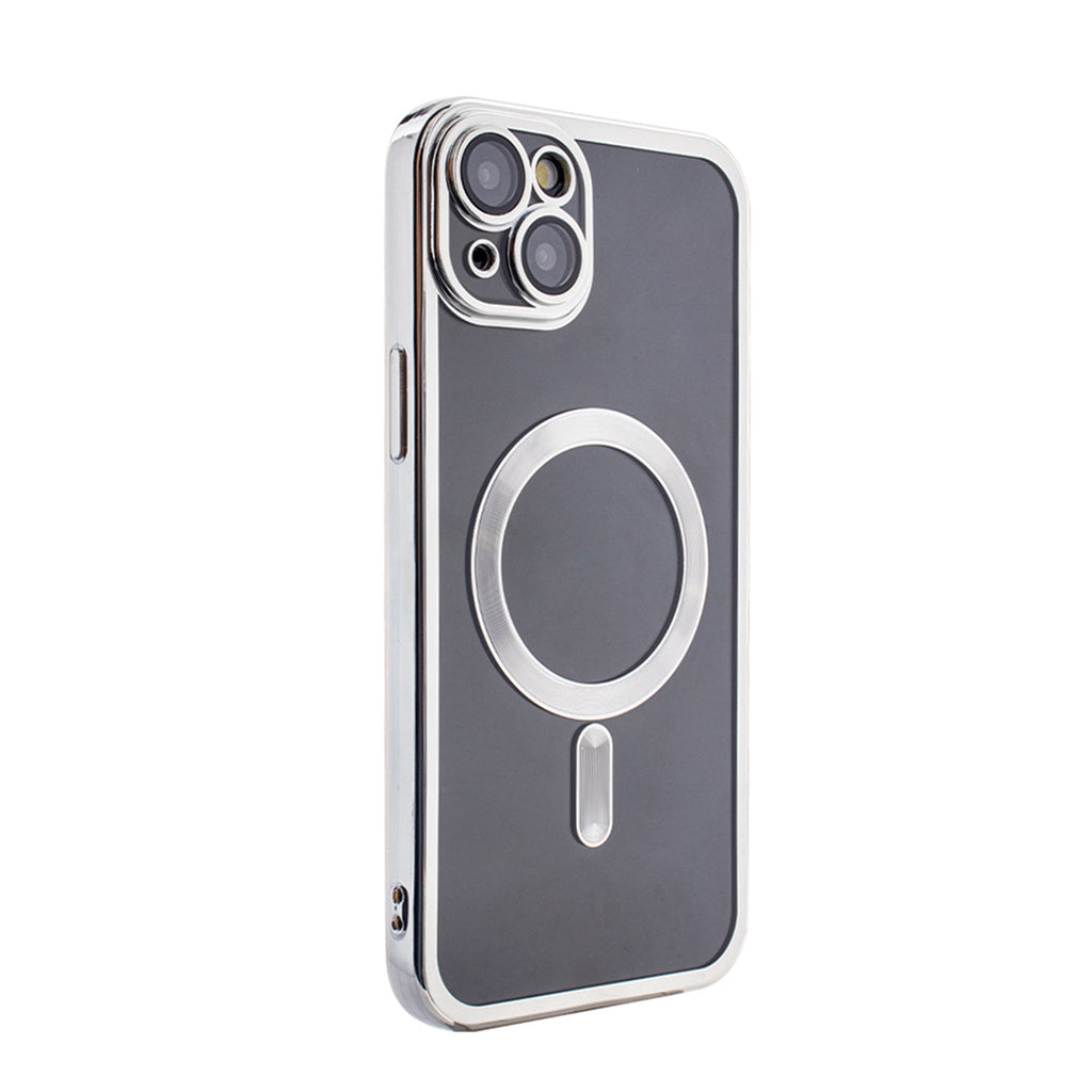 Magnetic Wireless Charging TPU Bumper Case For iPhone 15 PLUS In Silver