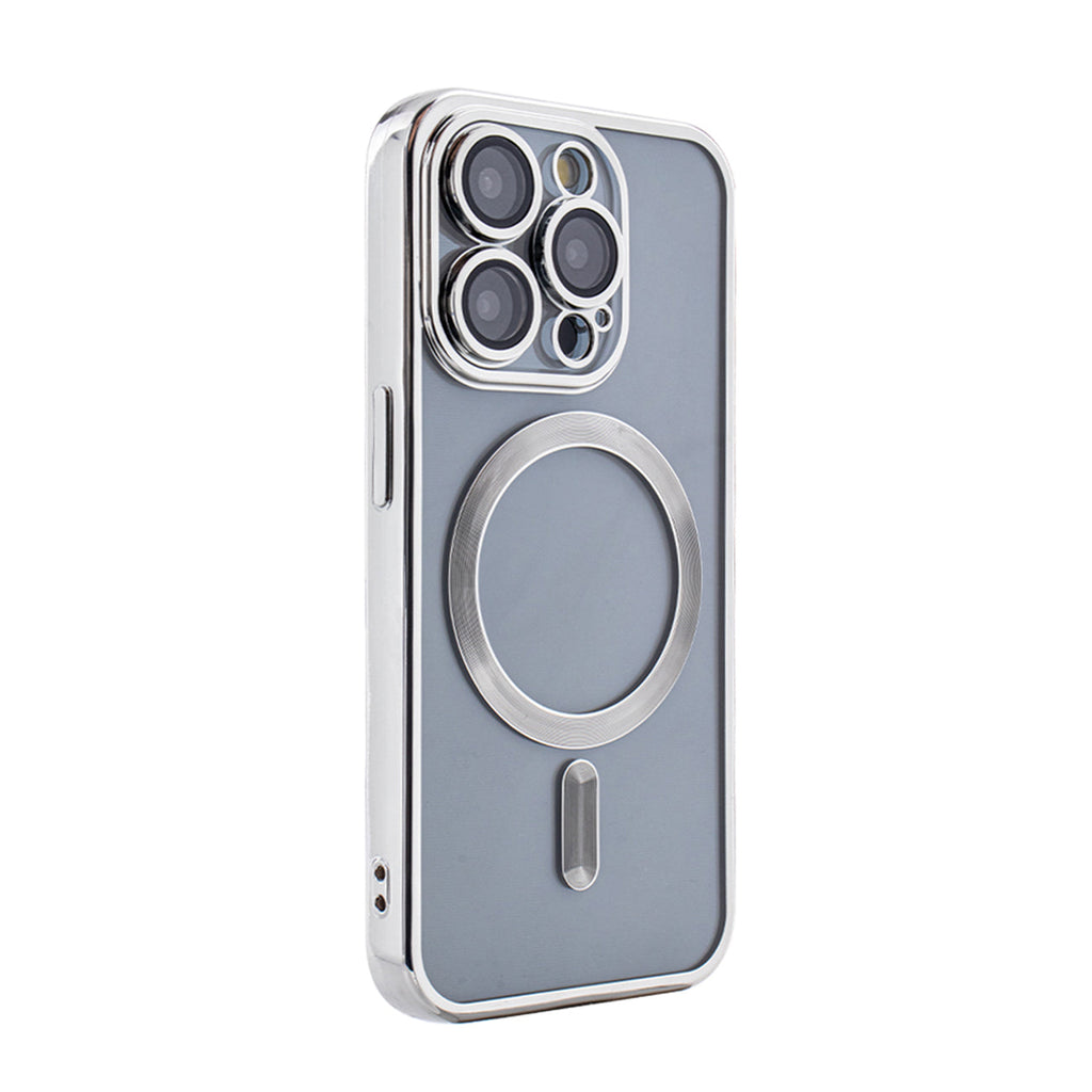 Magnetic Wireless Charging TPU Bumper Case For iPhone 15 PRO In Silver