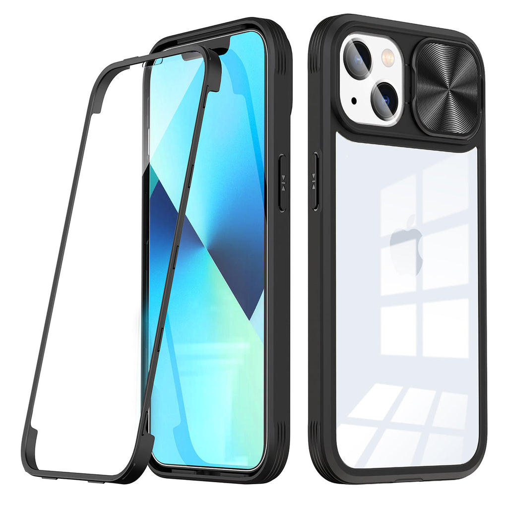 Full Protection With Mobile Phone Protective Film Slide Camera Lens Phone Case For iPhone 14 In Black