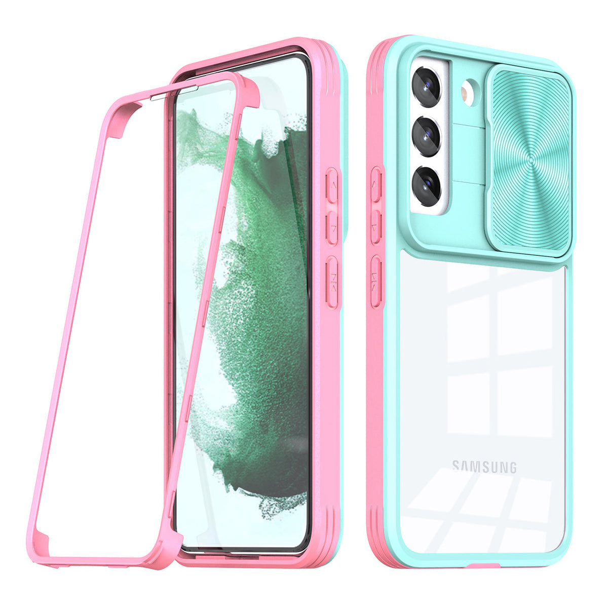 Full Protection With Mobile Phone Protective Film Slide Camera Lens Phone Case For Samsung Galaxy S 22 Plus In Blue