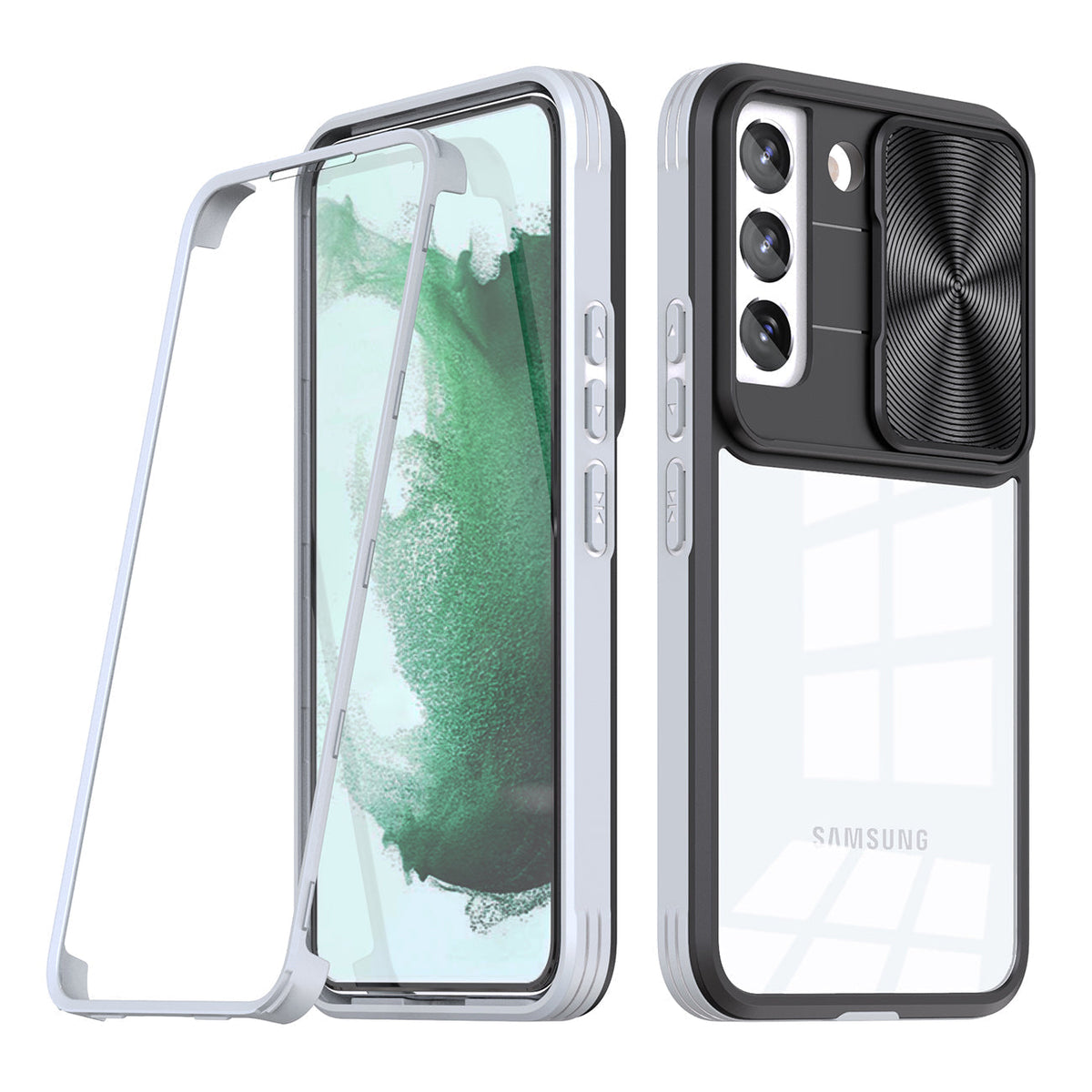 Full Protection With Mobile Phone Protective Film Slide Camera Lens Phone Case For Samsung Galaxy S 22 Plus In Gray