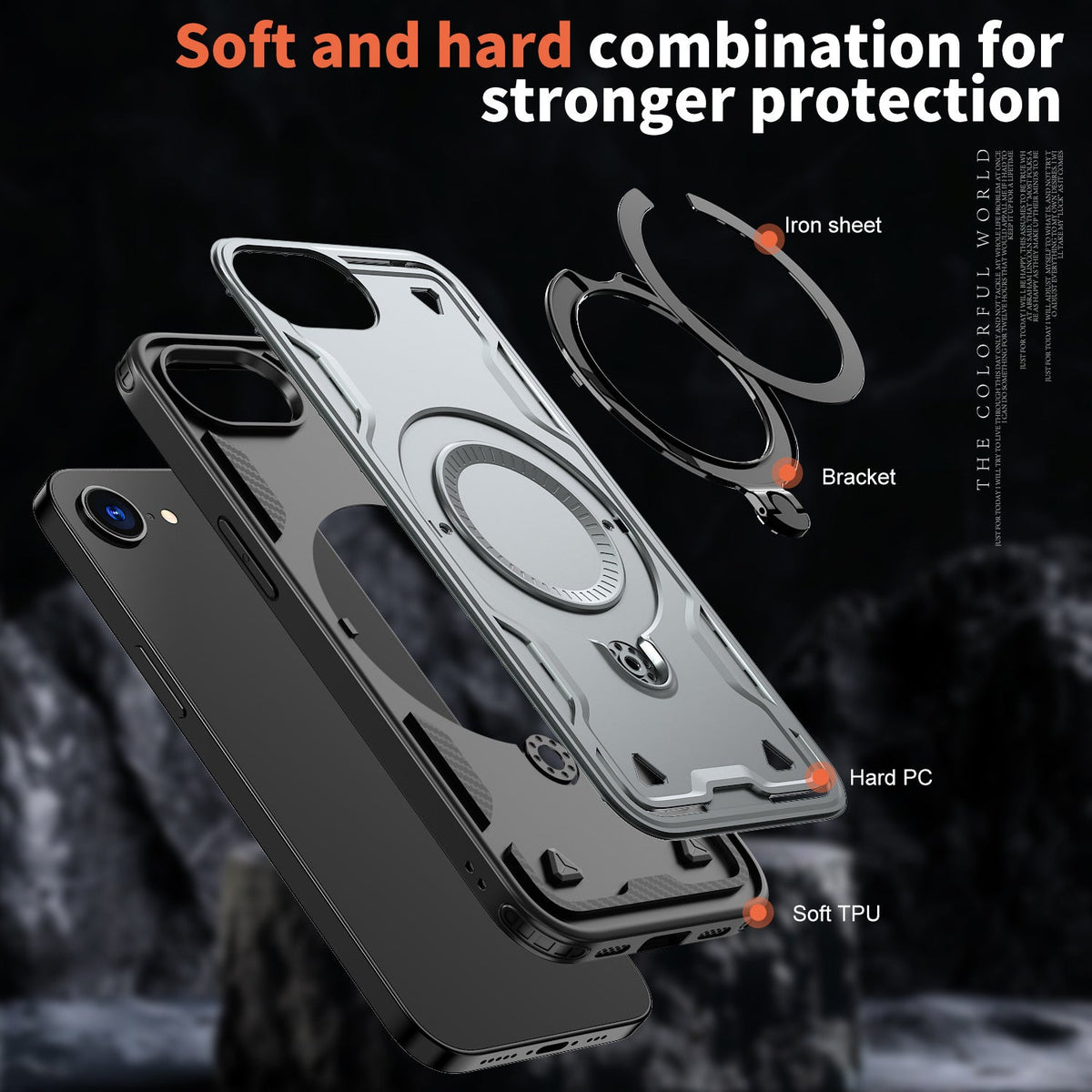 Reiko 360???? Rotating Magnetic Versatile Stand Gray Compatible with iPhone 16E & iPhone 17E