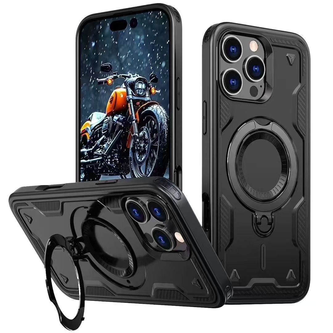 Reiko 360 Degree Rotating Magnetic Versatile Stand Black Compatible with iPhone 16 Pro