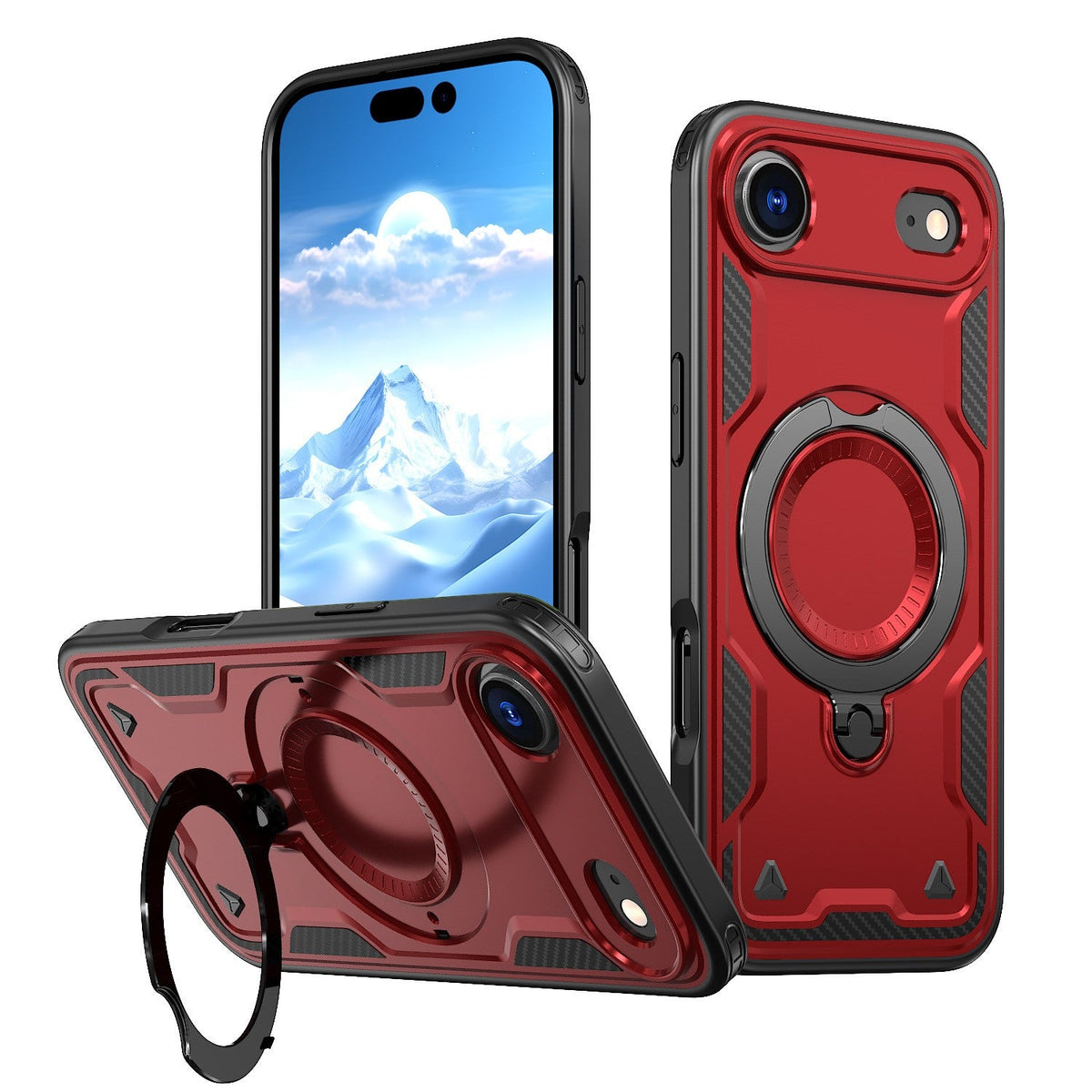 Reiko 360-degree Rotating Magnetic Versatile Stand Red Compatible with iPhone 17 AIR, SKU: PC73-IPH17AIRRD
