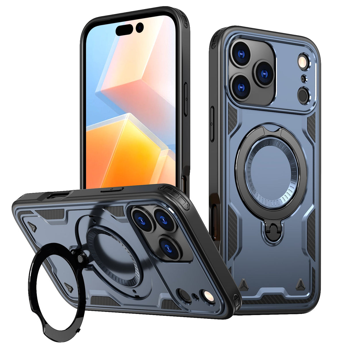 Reiko 360-degree Rotating Magnetic Versatile Stand Navy Blue Compatible with IPHONE 17 PRO MAX / IPHONE 18 PRO MAX | SKU: PC73-IPH17MAXNV