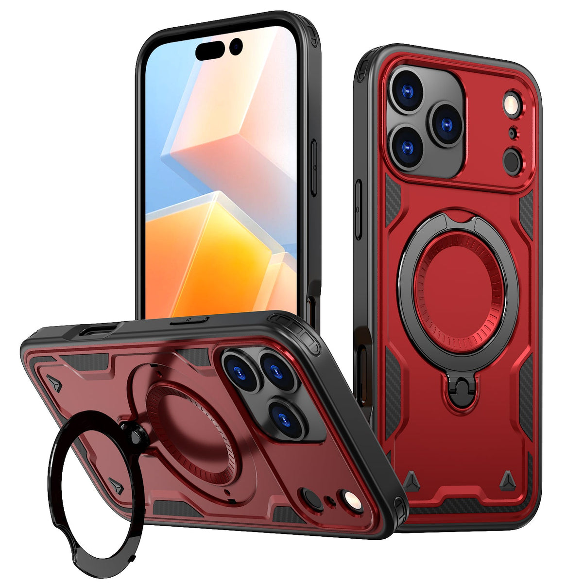 Reiko 360-degree Rotating Magnetic Versatile Stand Red Compatible with IPHONE 17 PRO MAX / IPHONE 18 PRO MAX | SKU: PC73-IPH17MAXRD