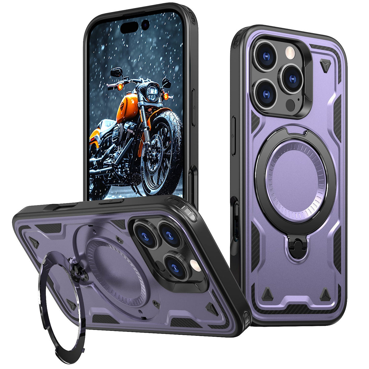 Reiko 360-degree Rotating Magnetic Versatile Stand Purple Compatible with iPhone 17.  SKU:PC73-IPH17PP