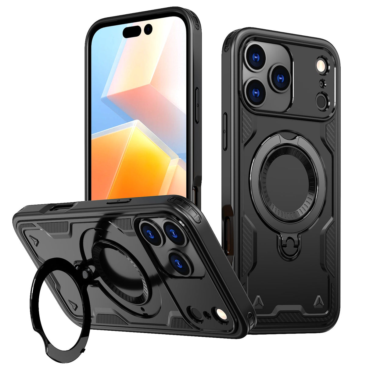 Reiko 360-degree Rotating Magnetic Versatile Stand Black Compatible with  iPhone 17 PRO, SKU: PC73-IPH17PROBK