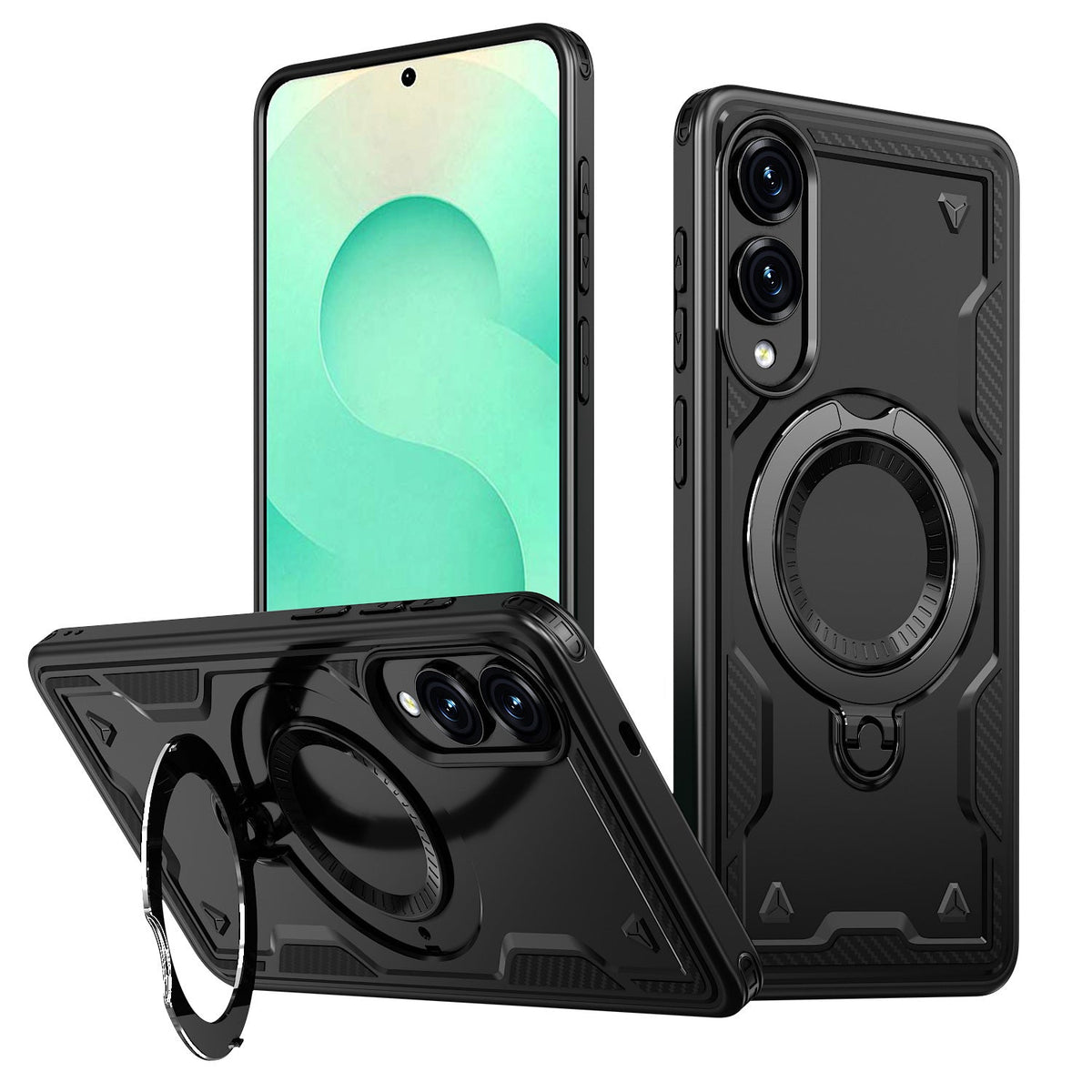 Reiko 360¡ã Rotating Magnetic Versatile Stand Black Compatible with Samsung Galaxy S25 EDGE