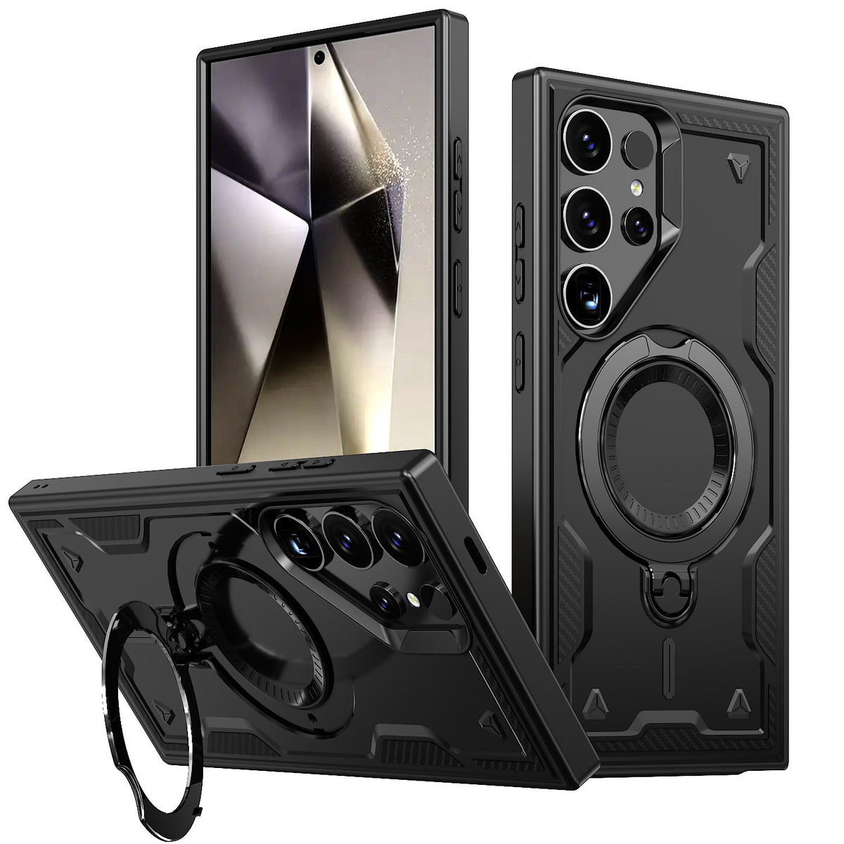 Reiko 360 Degree Rotating Magnetic Versatile Stand Black Compatible with Samsung Galaxy A25