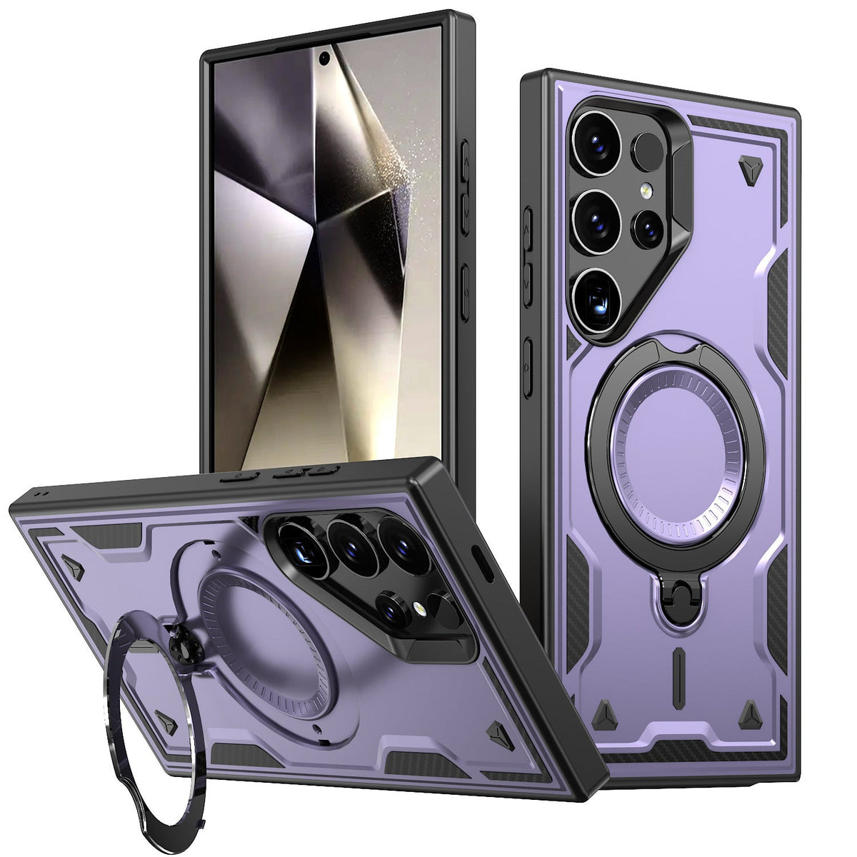 Reiko 360 Degree Rotating Magnetic Versatile Stand Purple Compatible with iPhone Samsung Galaxy A15 5G