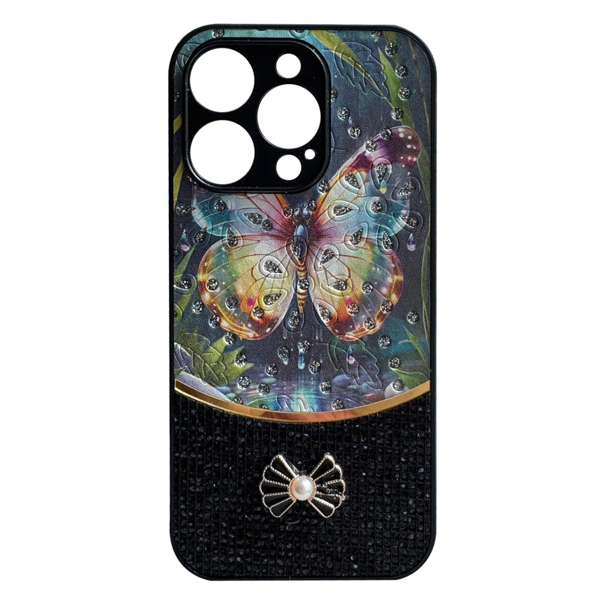 Sparkle Glitter Bling  Phone Case in Black With Colorful Cover For iPhone 16 Pro Max
