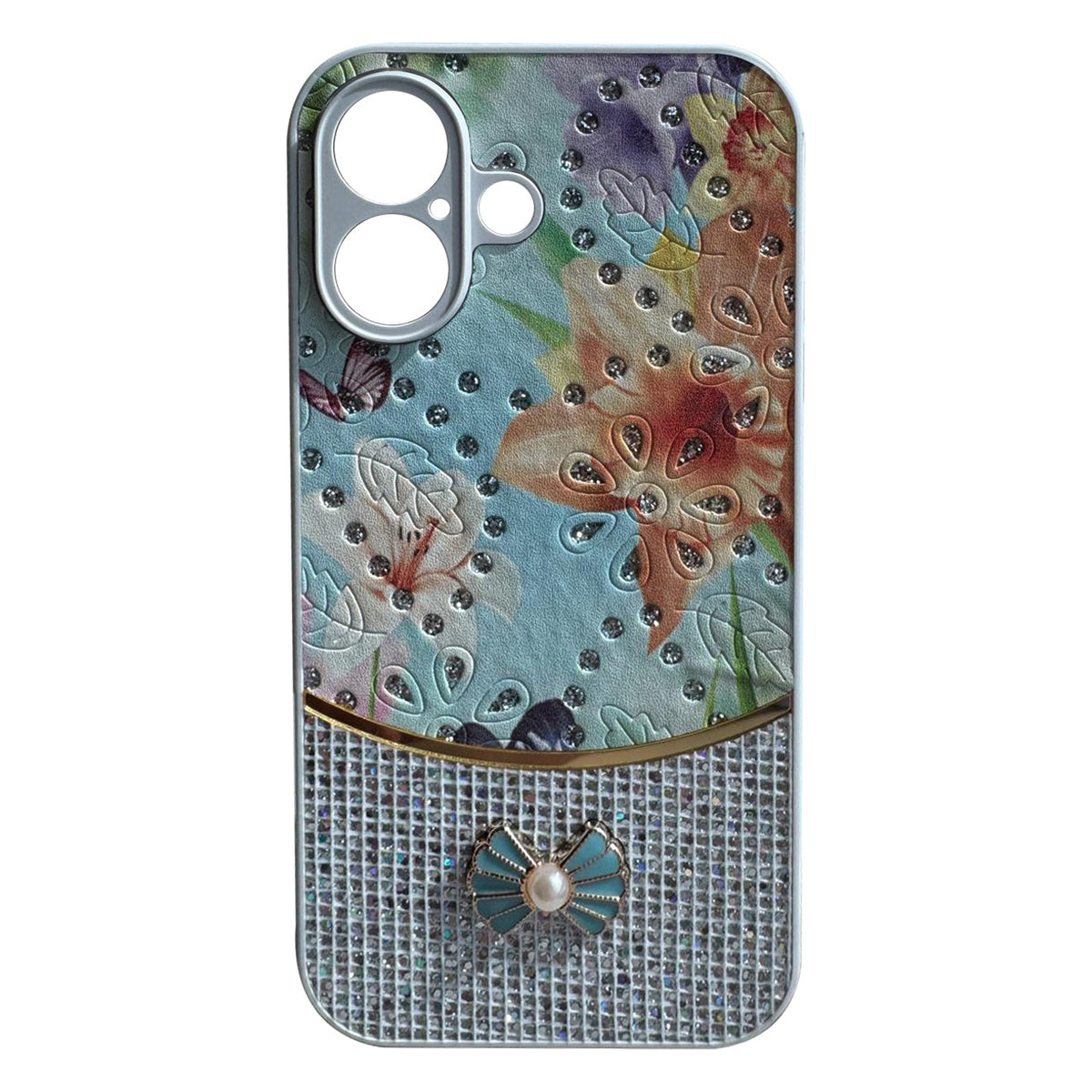 Sparkle Glitter Bling  Phone Case in White With Colorful Cover For iPhone 16