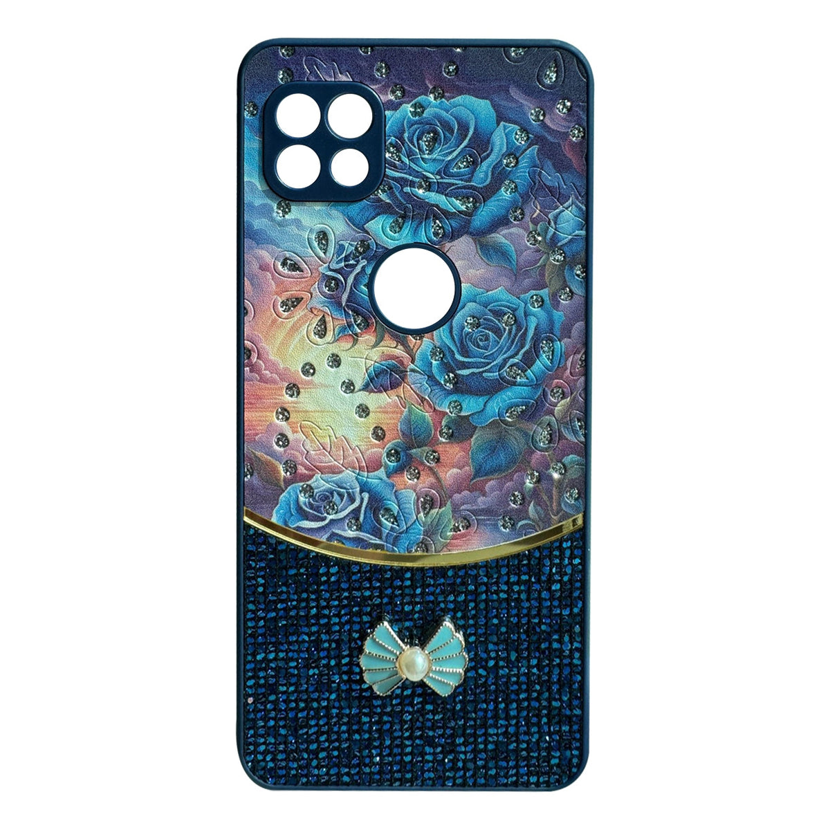 Sparkle Glitter Bling  Phone Case in Navy With Colorful Cover For Motorola One 5G Ace