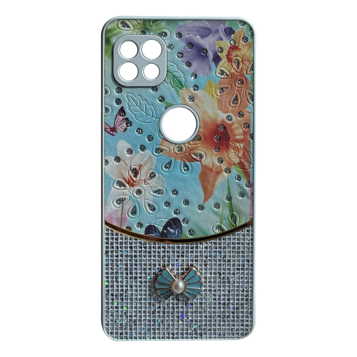 Sparkle Glitter Bling  Phone Case in White With Colorful Cover For Motorola One 5G Ace _PC74