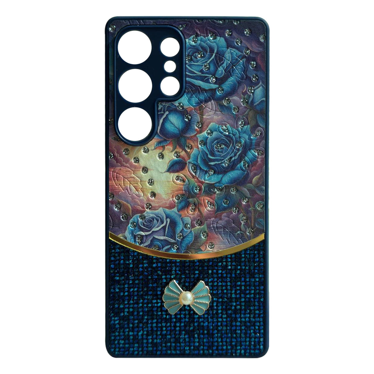 Sparkle Glitter Bling  Phone Case in Navy With Colorful Cover For Galaxy S25 Ultra