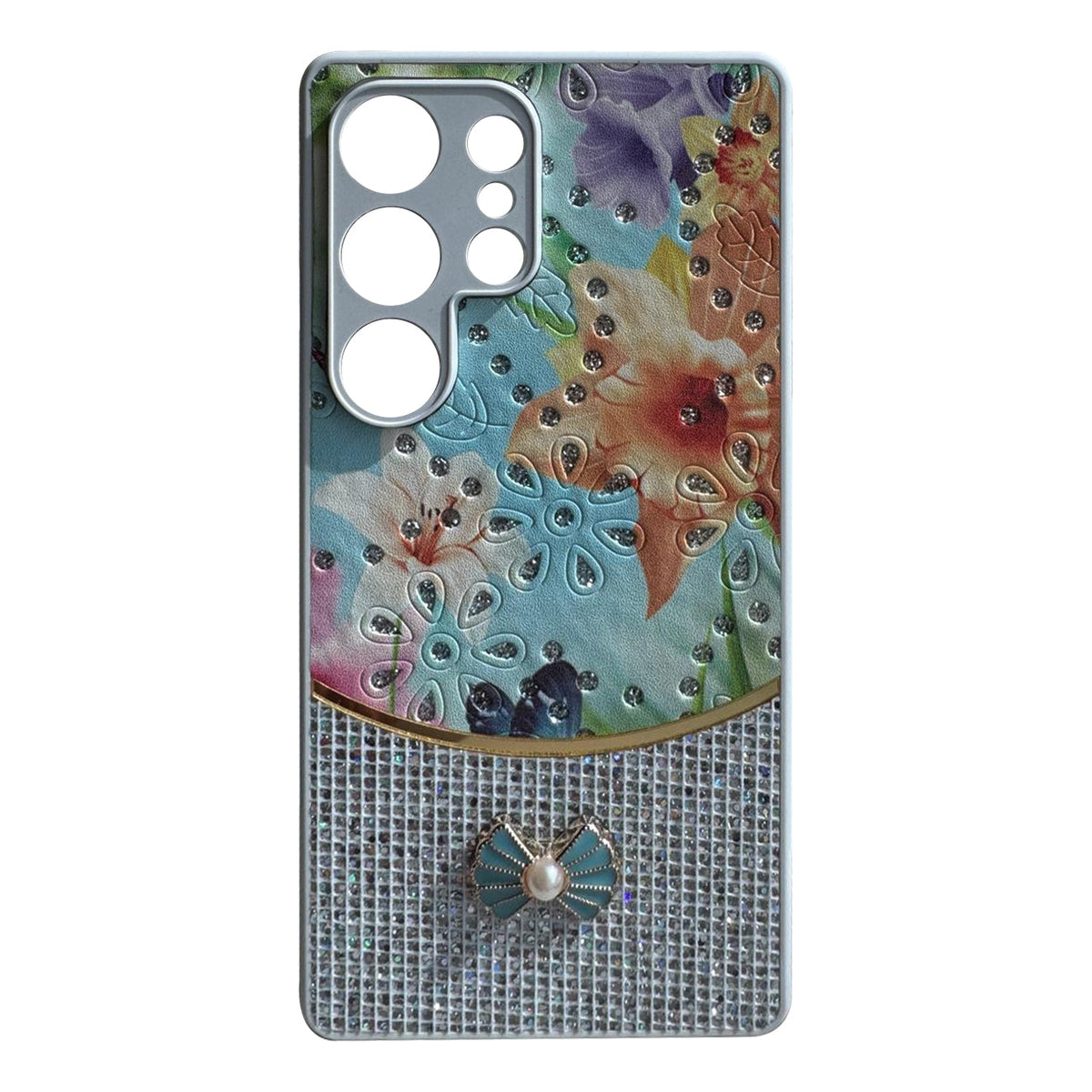 Sparkle Glitter Bling  Phone Case in White With Colorful Cover For Galaxy S25 Ultra