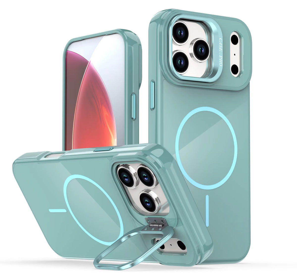 Reiko Built-in Stash Stand, Shockproof, Sturdy, Compatible with MagSafe Protection  Stylish Cover,  Compatible  with IPHONE 17 PRO  ,PC76-IPH17PRONV