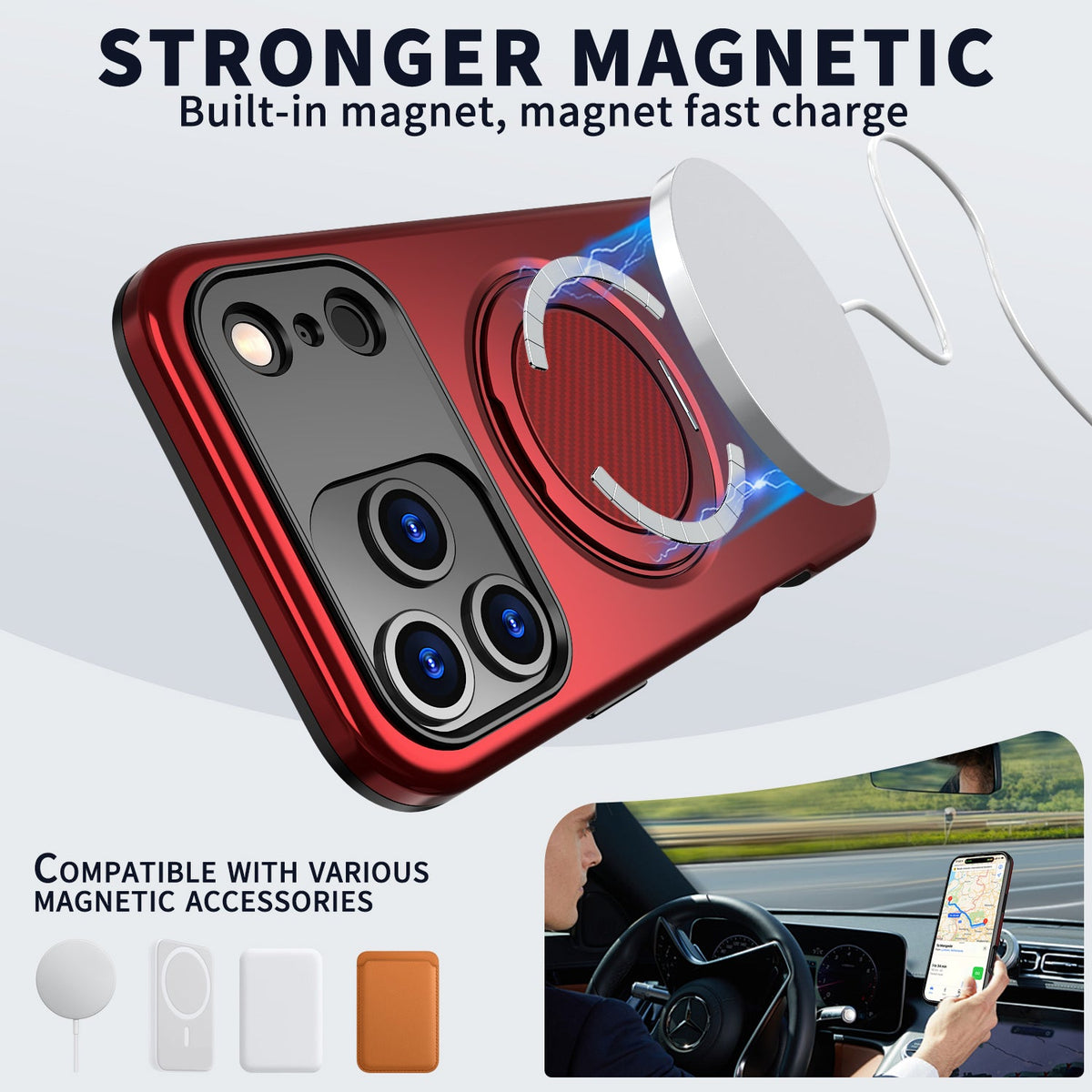 Reiko 360???? Rotating Magnetic Versatile Stand Compatible with IPHONE 17 PRO MAX & IPHONE 18 PRO MAX | SKU: SKU:PC80-IPH17MAX