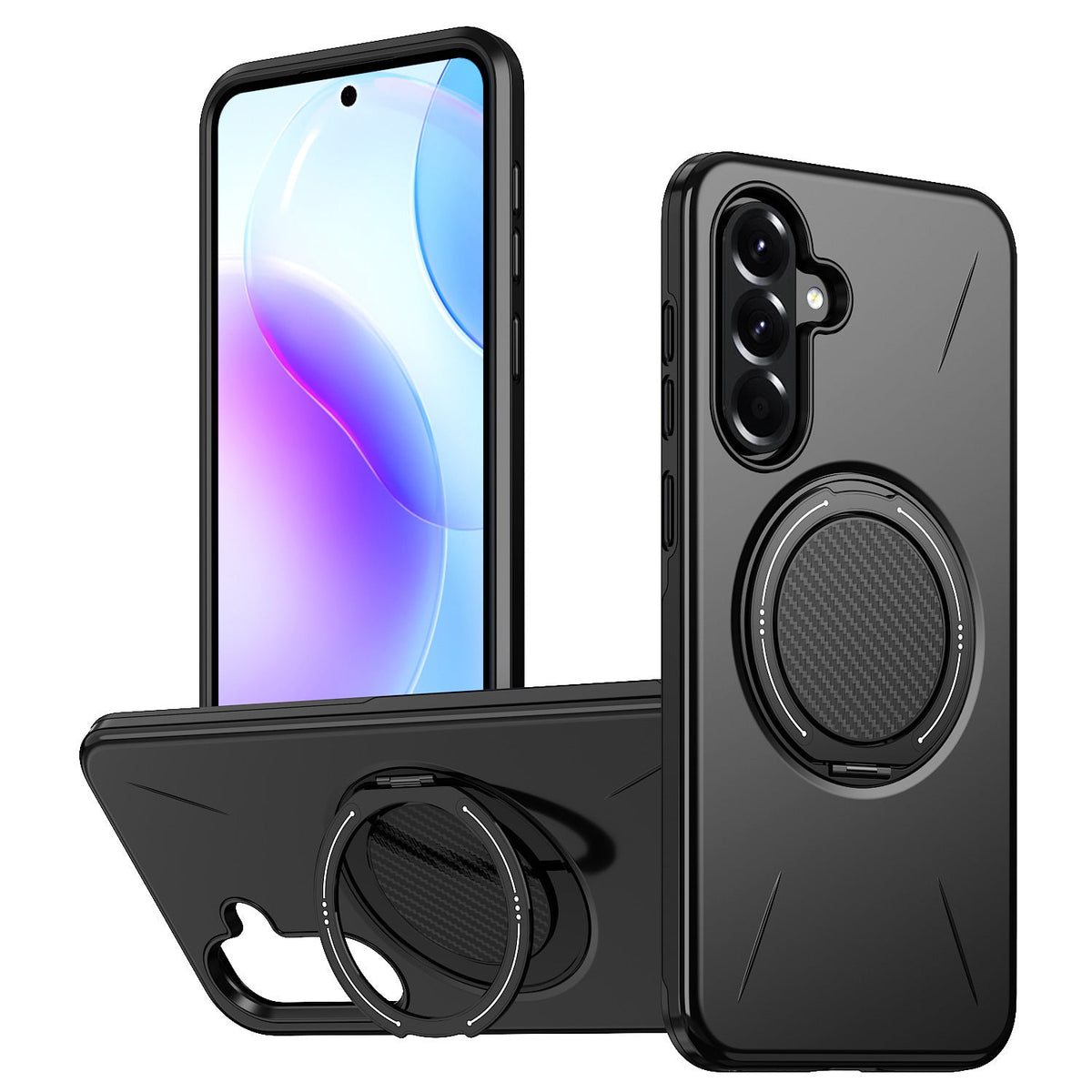 Reiko 360 Degree Rotating Magnetic Versatile Stand in black, compatible with Samsung A17_PC80-SAMA17BK