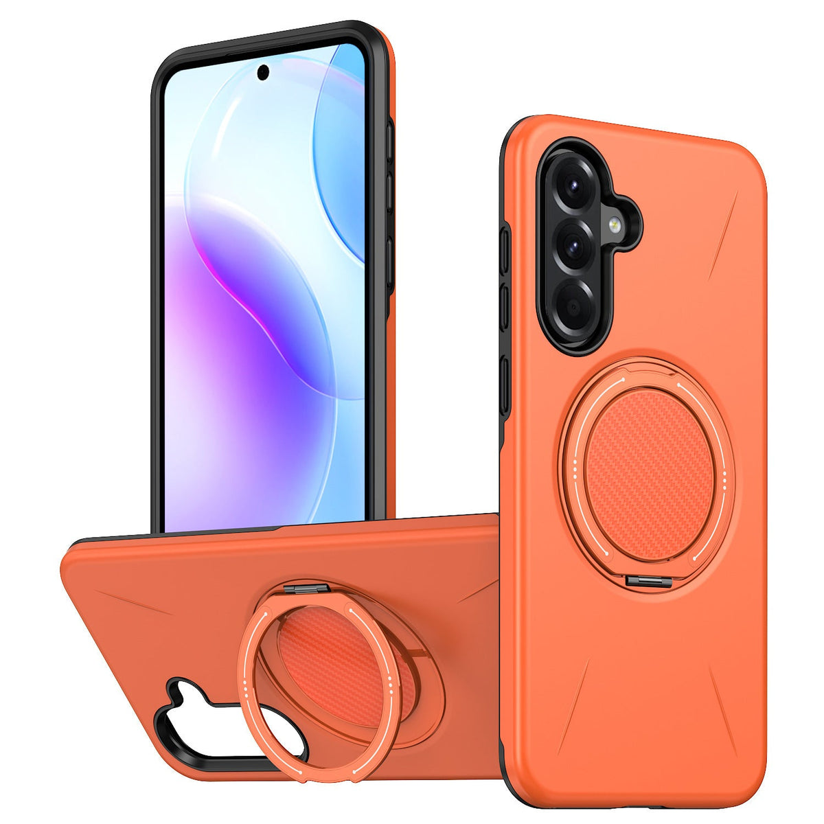 Reiko 360 Degree Rotating Magnetic Versatile Stand in orange, compatible with Samsung A27 | SKU: PC80-SAMA27ORG