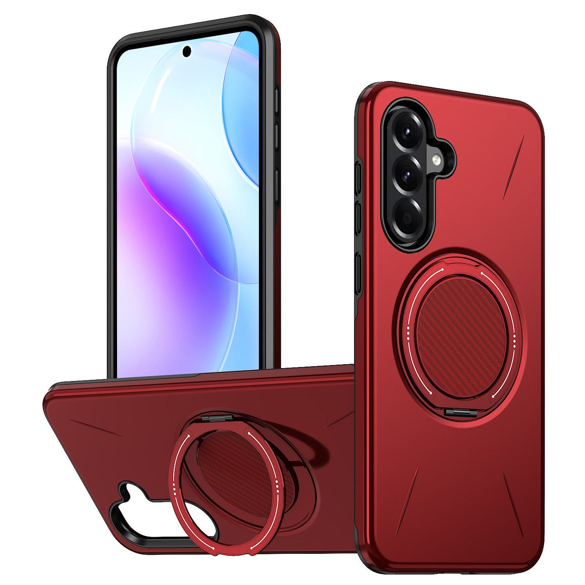 Reiko 360 Degree Rotating Magnetic Versatile Stand in red, compatible with Samsung A27 | SKU: PC80-SAMA27RD
