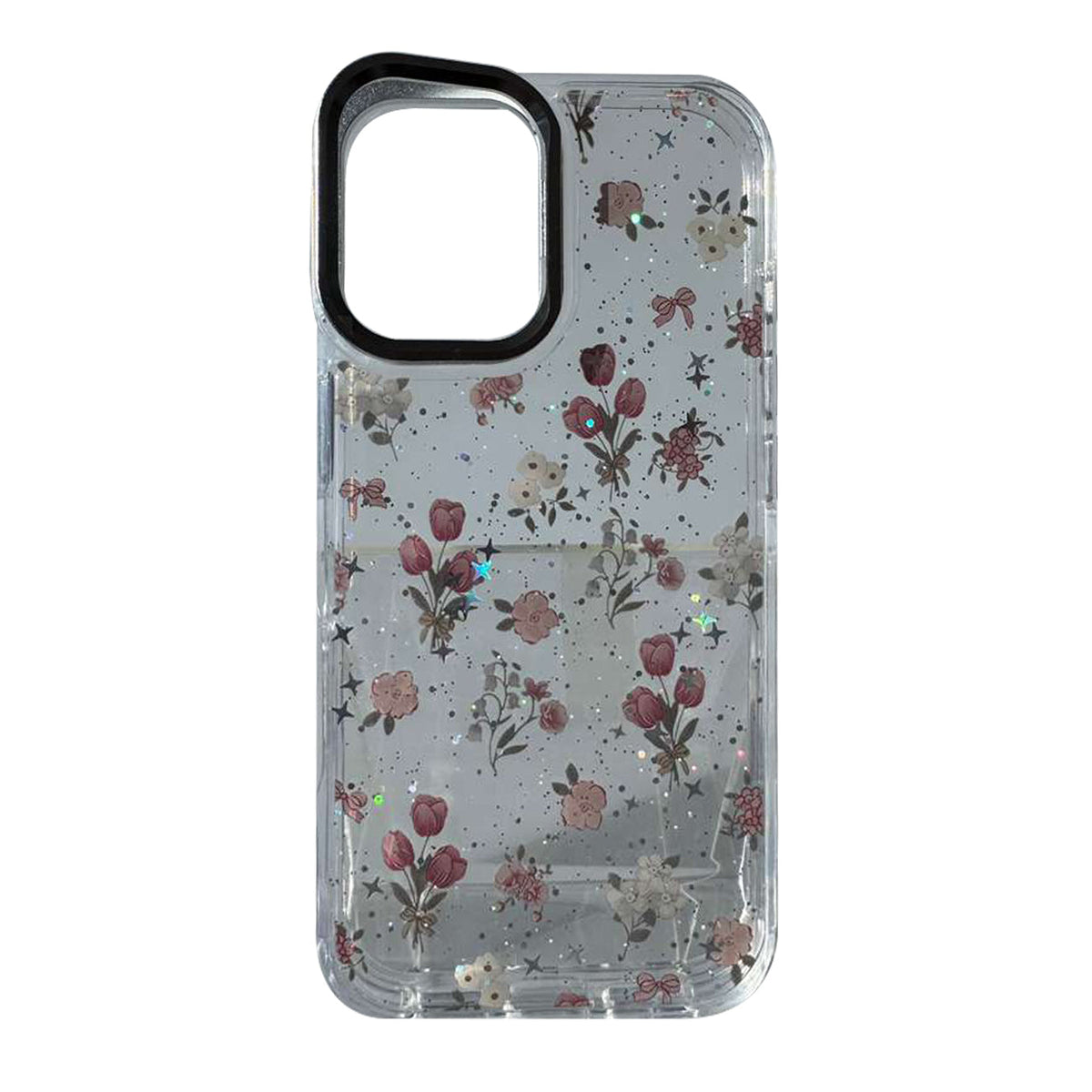 Reiko Glitter Bling Sparkly Clear Shockproof Protective with Built-in Kickstand Case compatible with IPHONE 16E / IPHONE 17E