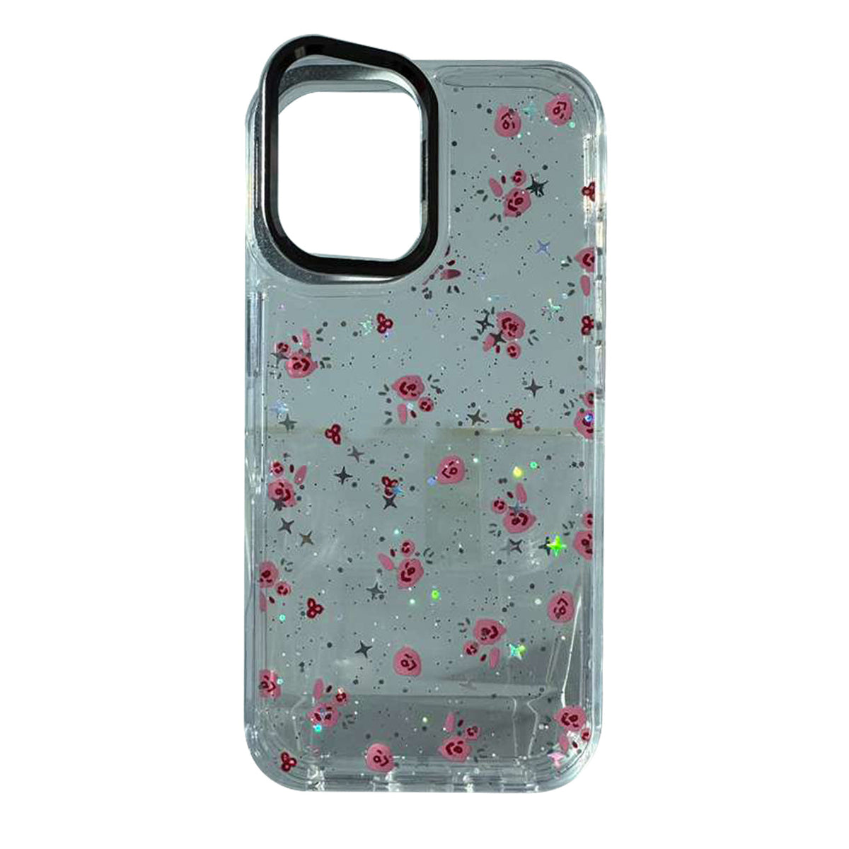 Reiko Glitter Bling Sparkly Clear Shockproof Protective with Built-in Kickstand Case compatible with IPHONE 16E / IPHONE 17E