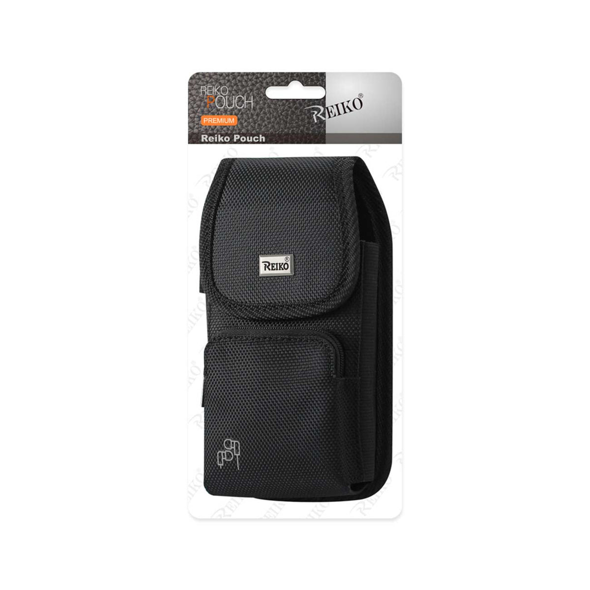 Reiko Vertical Rugged Pouch With Velcro And Belt Clip In Black  (6.4X3.5X0.7 Inches) | SKU: PH15B-643507BK