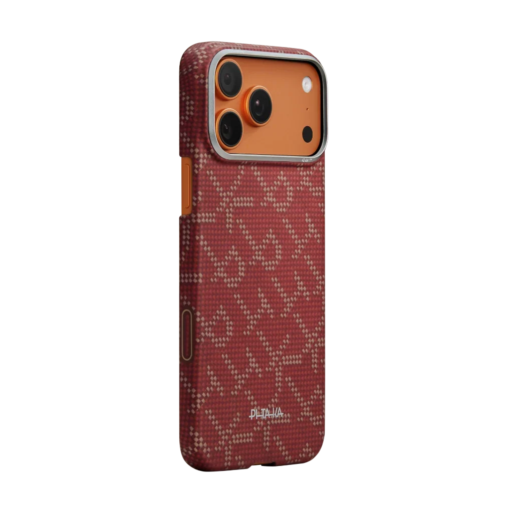 PITAKA Monogram Ultra-Slim Case For iPhone 17 Pro Max Gold Red