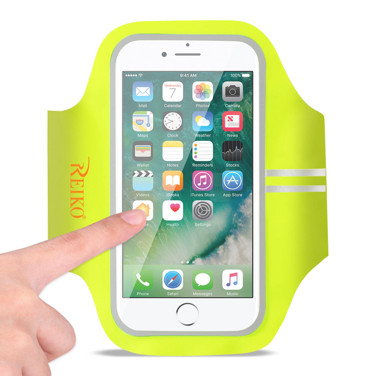 REIKO RUNNING SPORTS ARMBAND FOR 5 INCHES DEVICE IN GREEN (5x5 INCHES) SAB03-UNI50GR
