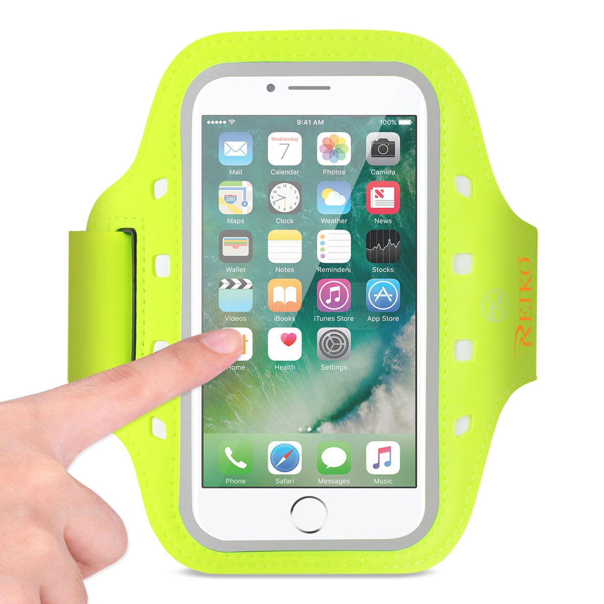 REIKO RUNNING SPORTS ARMBAND FOR 5.5 INCHES DEVICE WITH LED IN GREEN (5.5x5.5 INCHES) SAB05-UNI55GR
