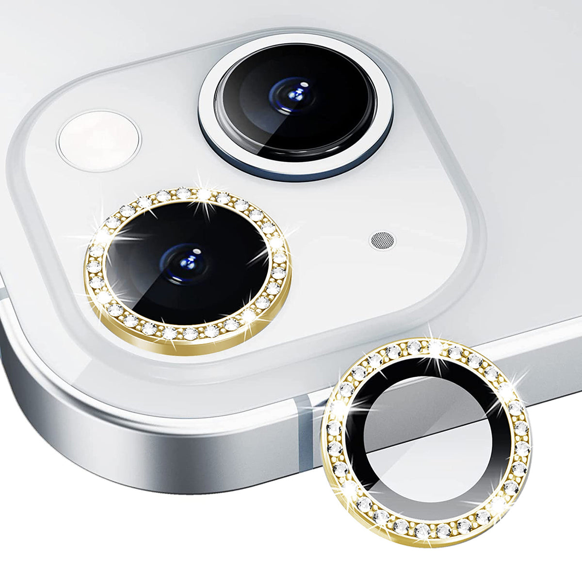 Diamond Camera Lens Protector, Diamond Tempered Glass Camera Cover Screen Protector for iPhone 17 AIR In Gold