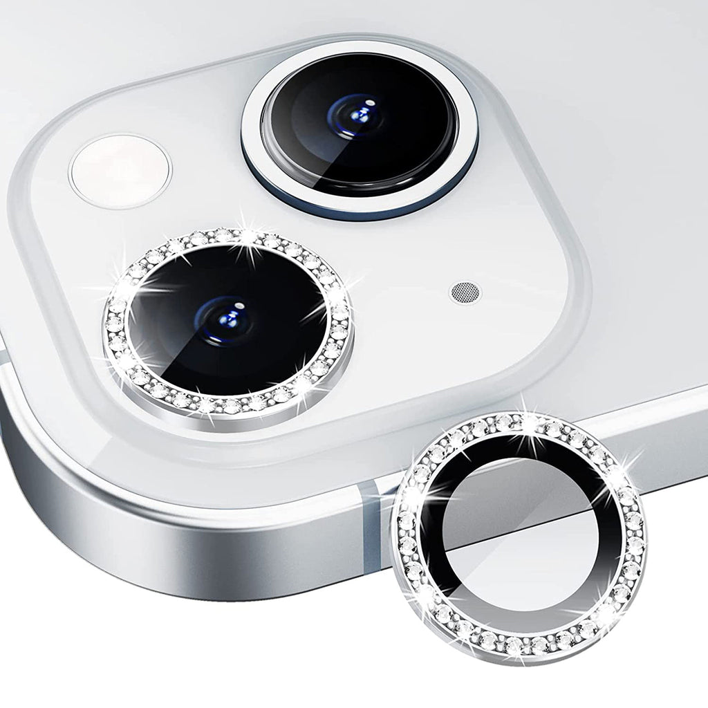 Diamond Camera Lens Protector, Diamond Tempered Glass Camera Cover Screen Protector for iPhone 17  In Silver