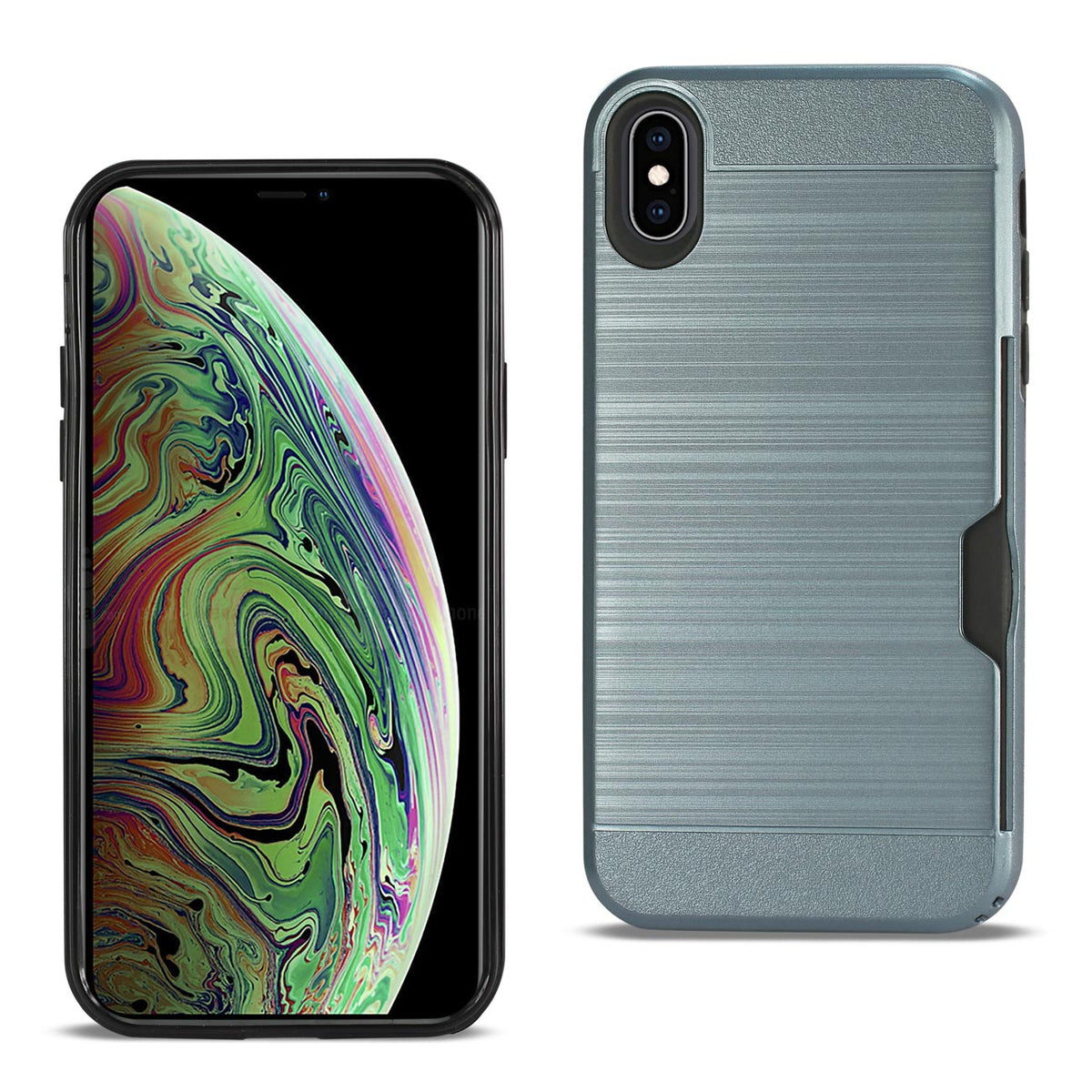 Reiko iPhone XS Max Slim Armor Hybrid Case With Card Holder In Navy