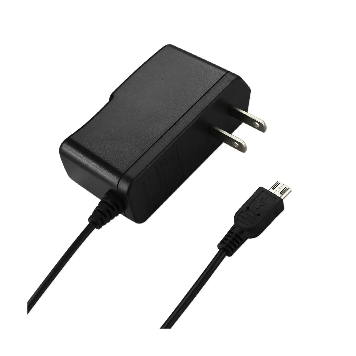 REIKO PORTABLE MICRO USB TRAVEL ADAPTER CHARGER WITH BUILT IN CABLE IN BLACK