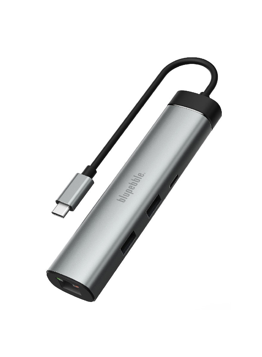 Blupebble C6 Multiport Aluminum 6-in-1 Multimedia Hub - 4K HDMI, Ethernet, USB-C, USB 3.1 C & USB 3.1 A