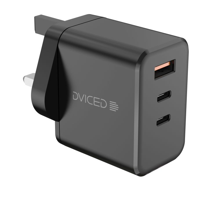 Dviced Wall charger, cable 140W GaN 2 USB-C 1 USB-A UK black