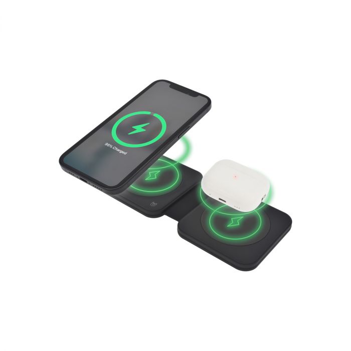 Dviced 2-in-1 foldable magnetic wireless charger - Black