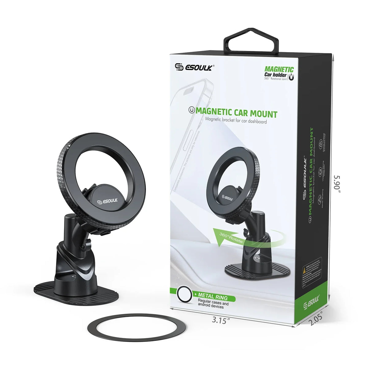 Magnetic Car Mount Phone Holder with 360???? Rotation  SKU:HLD-EK3008BK
