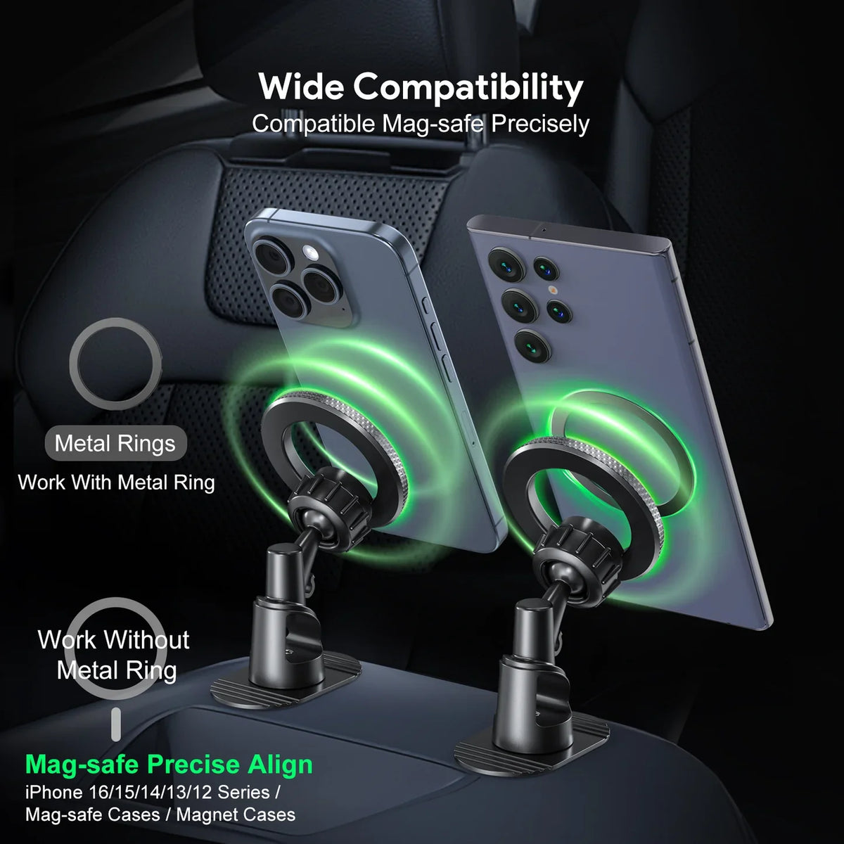 Magnetic Car Mount Phone Holder with 360???? Rotation  SKU:HLD-EK3008BK