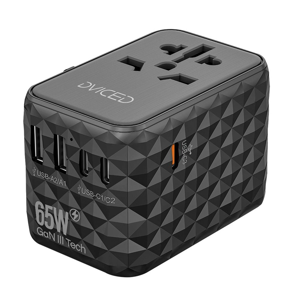 Dviced Universal travel adapter 65W GaN Black