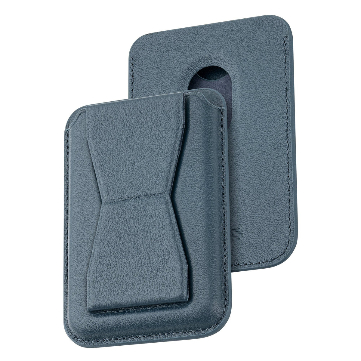 Leather magsafe cardholder with stand, blue