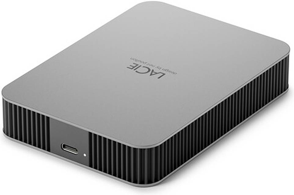 LaCie 1TB USB 3.2 Gen 1 Type-C,, Sleek Metalic Design Mobile Drive, Moon Silver